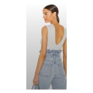 AGOLDE Sutton V Back Light Gray Bodysuit Sz S